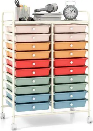 SlickBlue 20 Drawers Rolling Storage Cart Studio Organizer