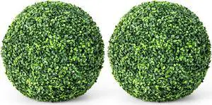 SlickBlue 2 Pieces 19 Inch Artificial Topiary Balls Faux Boxwood Ball Plants