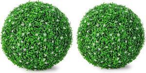 SlickBlue 2 PCS Holly Artificial Topiary Balls 19.5 Inch Faux Boxwood Balls