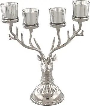 SlickBlue Reindeer Candle Holder Christmas Ornament for 4 Candles Aluminum Decoration