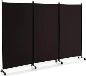 SlickBlue 3 Panel Folding Room Divider with Lockable Wheels