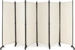 SlickBlue 6 Panel 5.7 Feet Tall Rolling Room Divider on Wheels
