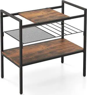 SlickBlue Industrial Entryway Table with Removable Panel and Mesh Shelf