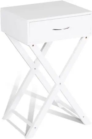 SlickBlue Design Sofa Side Table with X-Shape Drawer for Living Room Bedroom