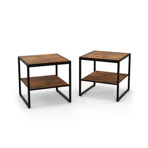 VidaXL Side Table – Industrial Style, Reclaimed Wood & Steel, Multicolor, 43.3 Inches