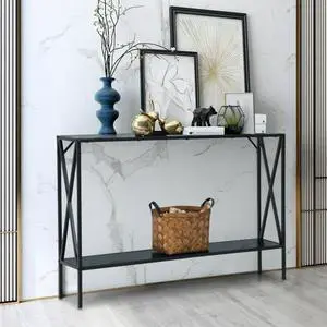 SlickBlue 2 Tier Narrow Accent Side Entryway Metal Frame Console Table