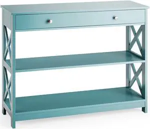 SlickBlue Console Table 3-Tier with Drawer and Storage Shelves