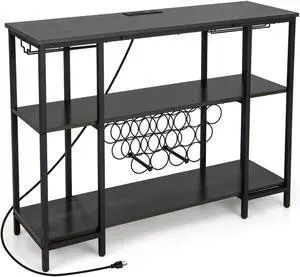 SlickBlue Industrial Wine Rack Wine Bar Cabinet with Storage Shelves