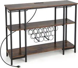 SlickBlue Industrial Wine Rack Wine Bar Cabinet with Storage Shelves