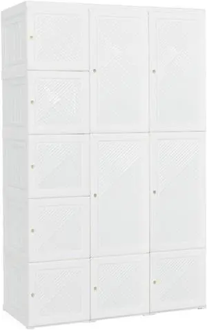 SlickBlue Foldable Armoire Wardrobe Closet with 10 Cubes