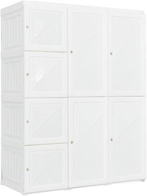 SlickBlue Clothes Foldable Armoire Wardrobe Closet with 12 Cubby Storage