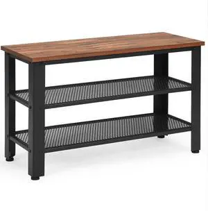 SlickBlue 3-Tier Shoe Rack Industrial Shoe Bench with Storage Shelves
