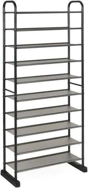 SlickBlue 10-Tier Free-Standing Metal Frame Shoe Rack