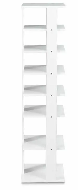 SlickBlue Wooden Shoes Storage Stand 7 Tiers Shoe Rack Organizer Multi-shoe Rack Shoebox-White