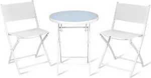 SlickBlue 3 Pieces Patio Folding Bistro Set for Balcony or Outdoor Space