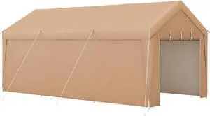 SlickBlue 10 x 20 Feet Portable Garage Tent Carport with Galvanized Steel Frame-with Sidewall