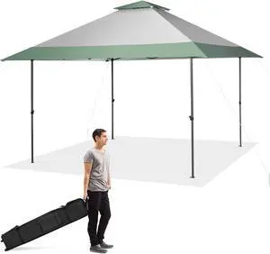 SlickBlue 13 x 13 Feet Pop-Up Patio Canopy Tent with Shelter and Wheeled Bag-Gray