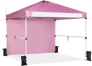 SlickBlue 10 x 10 Feet Foldable Commercial Pop-up Canopy with Roller Bag and Banner Strip