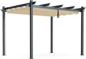 SlickBlue 10 x 12 Feet Outdoor Aluminum Retractable Pergola Canopy Shelter Grape Trellis