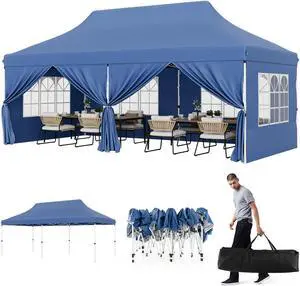 SlickBlue 10 x 20 FT Pop up Canopy with 6 Sidewalls and Windows and Carrying Bag for Party Wedding Picnic