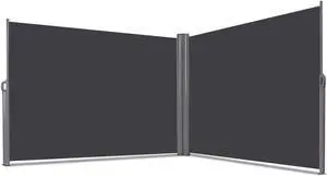 SlickBlue 237 x 63 Inch Patio Retractable Double Folding Side Awning Screen Divider
