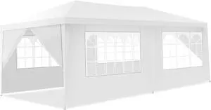 SlickBlue 10 x 20 Feet 6 Sidewalls Canopy Tent with Carry Bag-White