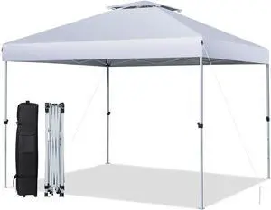 SlickBlue 2-Tier 10 x 10 Feet Pop-up Canopy Tent with Wheeled Carry Bag