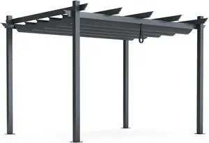 SlickBlue 10 x 12 Feet Outdoor Aluminum Retractable Pergola Canopy Shelter Grape Trellis