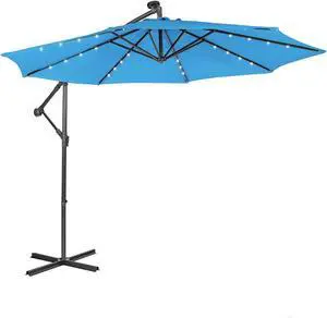 SlickBlue 10 Feet Patio Solar Powered Cantilever Umbrella with Tilting System