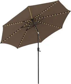SlickBlue 10 Feet Patio Umbrella with 112 Solar Lights and Crank Handle