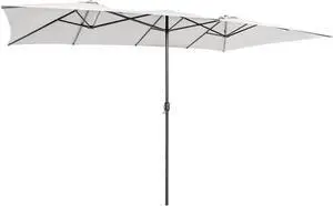 SlickBlue 15 Feet Double-Sized Patio Umbrella with Crank Handle and Vented Tops