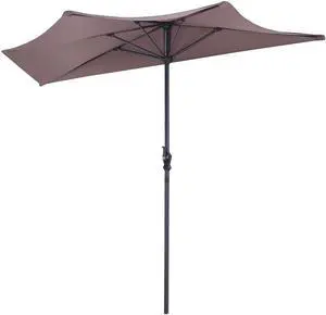 SlickBlue 9' Half Round Patio Umbrella Sunshade without Weight Base