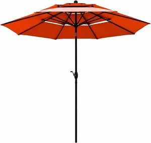 SlickBlue 10ft 3 Tier Patio Umbrella Aluminum Sunshade Shelter Double Vented without Base