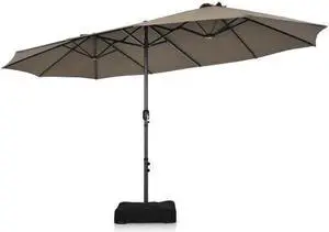 SlickBlue 15 Feet Double-Sided Patio Umbrellawith 12-Rib Structure