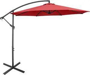SlickBlue 10 Feet Offset Umbrella with 8 Ribs Cantilever and Cross Base