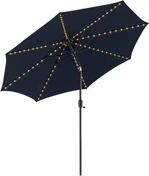 SlickBlue 10 Feet Patio Umbrella with 112 Solar Lights and Crank Handle