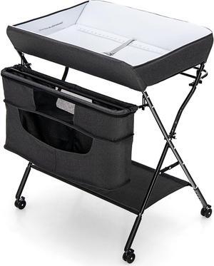 SlickBlue Portable Adjustable Height Newborn Nursery Organizer with Wheel
