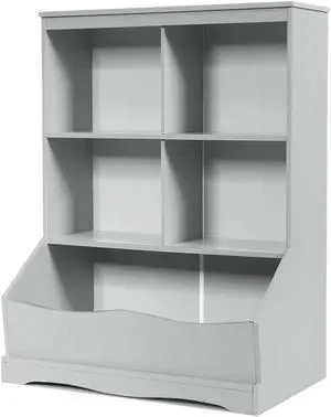SlickBlue 3-Tier Children's Multi-Functional Bookcase Toy Storage Bin Floor Cabinet-Gray