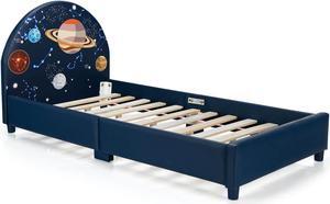 SlickBlue Children Twin Size Upholstered  Platform Single Bed
