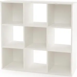 SlickBlue Wooden Kids Bookcase with Storage Cubbies and Anti-toppling Devices-White