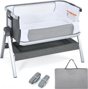 SlickBlue Baby Bassinet Bedside Sleeper with Storage Basket and Wheel for Newborn