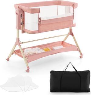 SlickBlue Height Adjustable Bedside Sleeper with Storage Bag and Soft Mattress for Baby