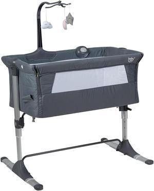 SlickBlue Height Adjustable Baby Side Crib  with Music Box & Toys