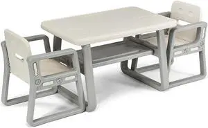 SlickBlue Kids Table and 2 Chairs Set with Storage Shelf