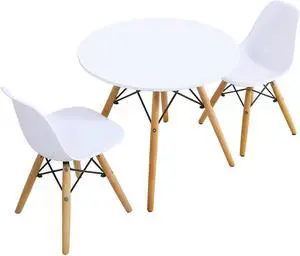 SlickBlue Kid's Modern Dining Table Set with 2 Armless Chairs