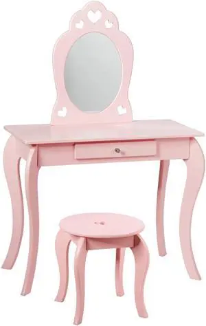 SlickBlue Kids Princess Makeup Dressing Play Table Set with Mirror