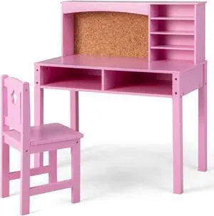 SlickBlue Kids Desk and Chair Set with Hutch and Bulletin Board for 3+ Kids