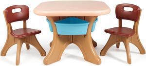 SlickBlue In/Outdoor 3-Piece Plastic Children Play Table & Chair Set