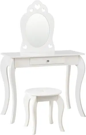 SlickBlue Kids Princess Makeup Dressing Play Table Set with Mirror