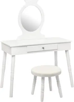 SlickBlue Kids Vanity Makeup Table & Chair Set Make Up Stool